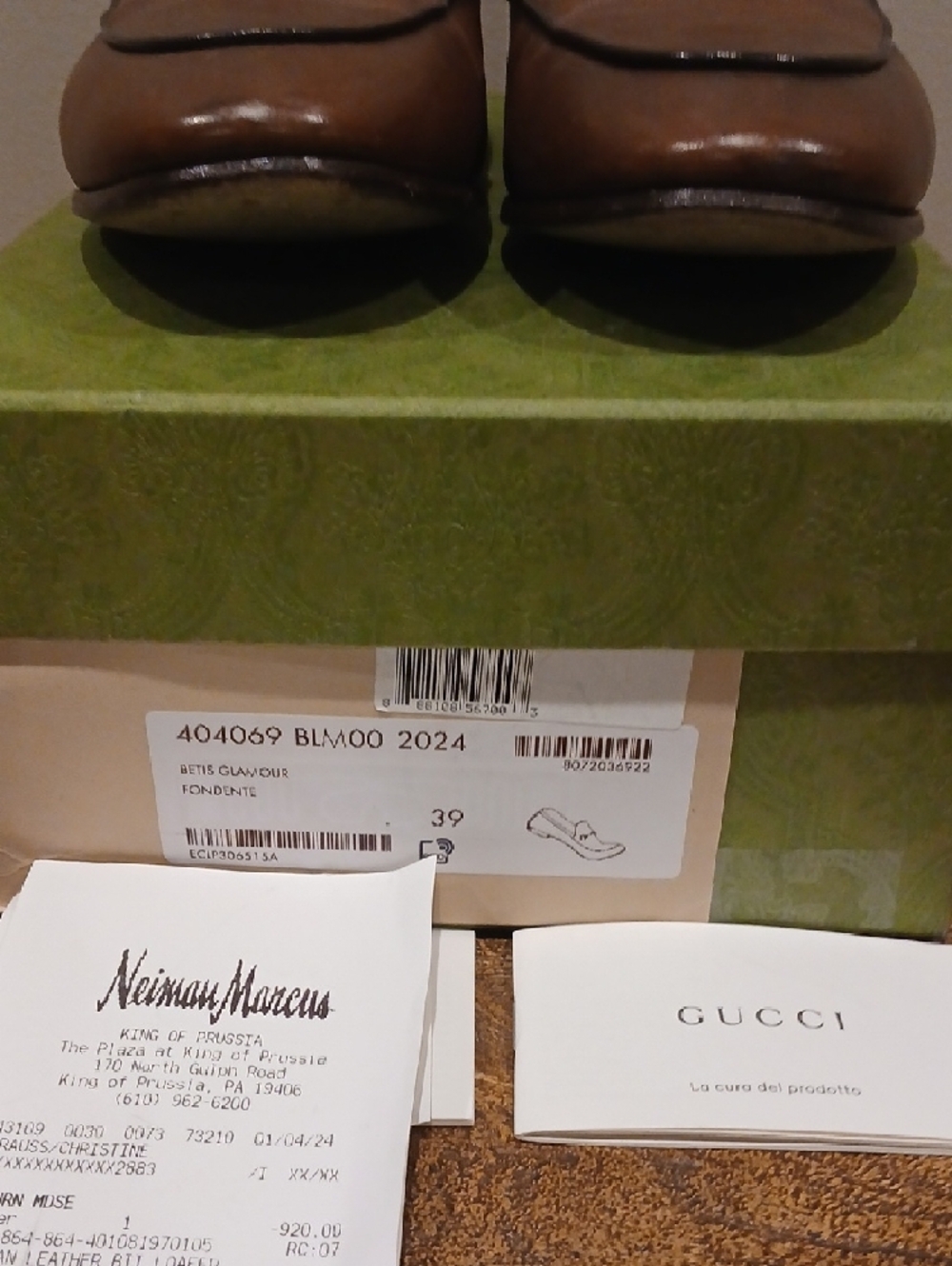 Real Gucci Brown Leather Horsebit Slip-On Loafers. Original Box. 2 Dust Bags - Picture 2 of 8